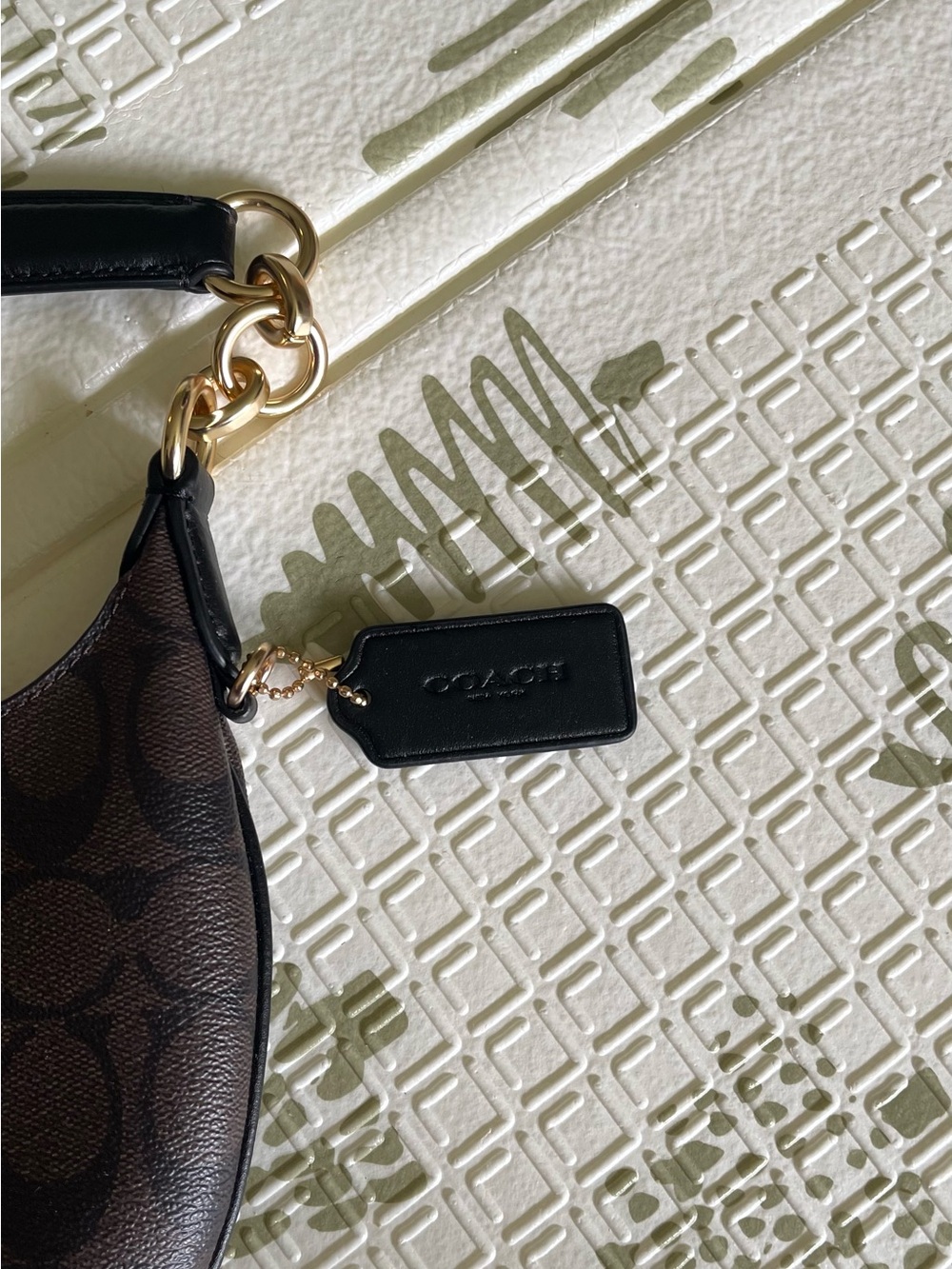 Coach Dark Brown Signature Half Moon Shoulder Bag with Gold Hardware - Picture 3 of 6